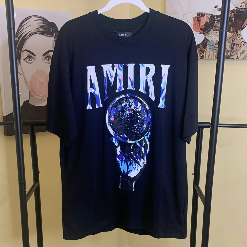 💫HP‼️💫 Men’s NWT AMIRI Crystal Ball Short Sleeve Graphic Tee in Black, Size XL - Picture 5 of 6